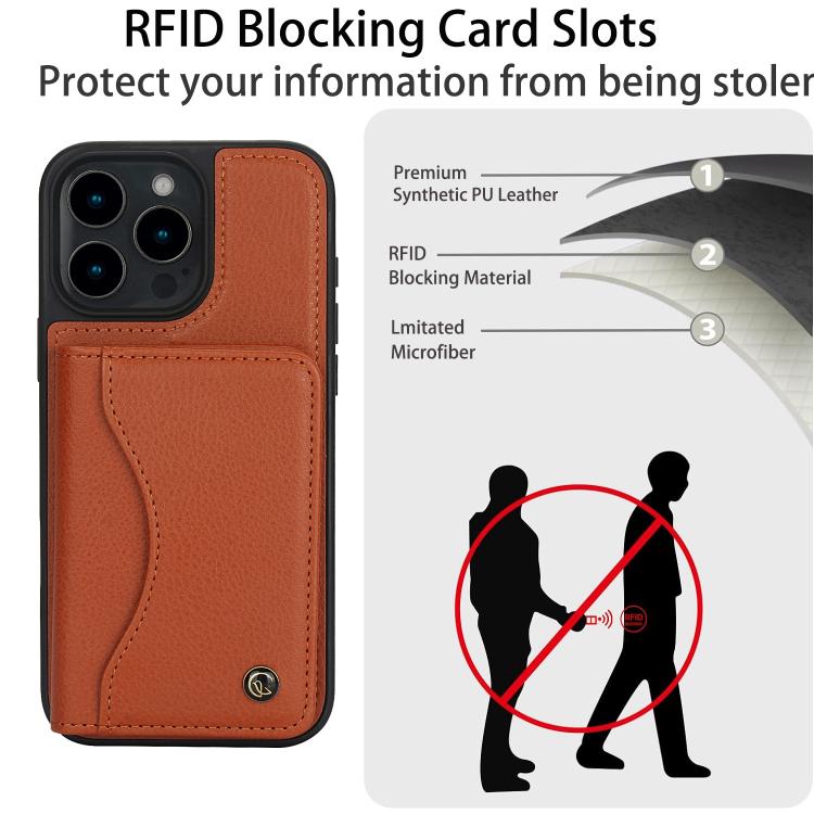 Funda de Cuero con Tapa Horizontal Awquer para iPhone 16 Pro con Tarjetero (Marrón)