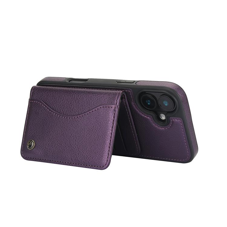 Funda para iPhone 16 Plus Awquer Cuero con Tapa Horizontal para Tarjetas y Soporte (Morado Oscuro)
