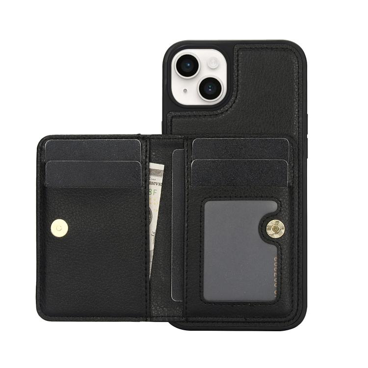 Funda de Cuero Awquer para iPhone 14/13 con Tapa Horizontal, Tarjetas y Soporte (Negro)