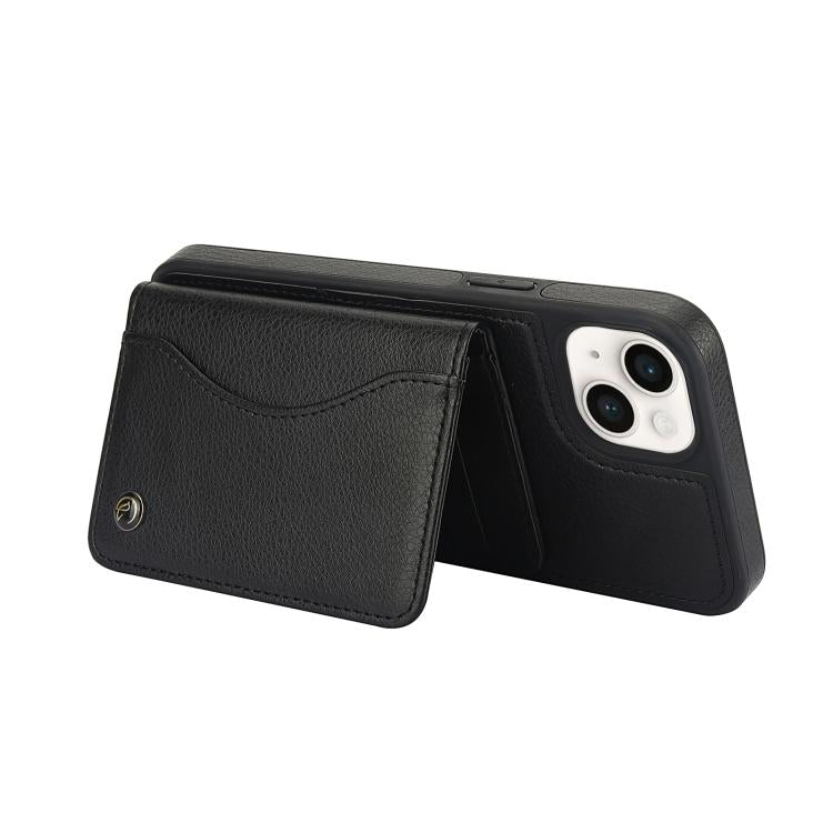 Funda de Cuero Awquer para iPhone 14/13 con Tapa Horizontal, Tarjetas y Soporte (Negro)