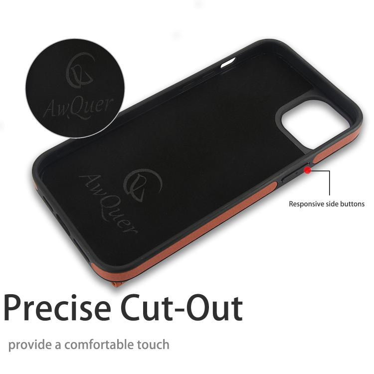 Funda de Cuero Awquer para iPhone 14/13 con Tapa Horizontal para Tarjetas y Soporte (Marrón)