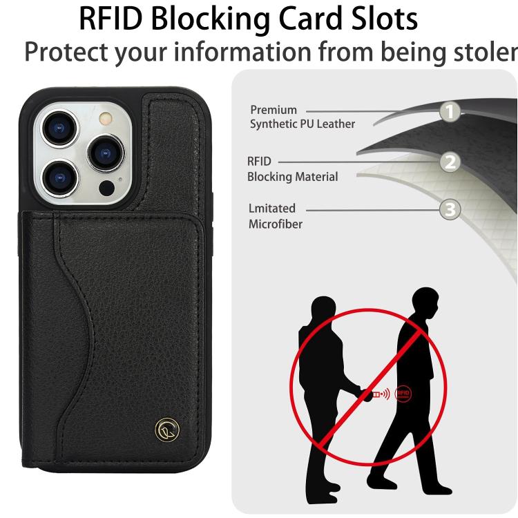 Funda para iPhone 11 Pro Max Awquer Cuero con Tapa Horizontal para Tarjetas y Soporte (Negro)