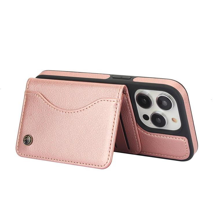 Funda para iPhone 11 Pro Max Awquer Cuero con Tapa Horizontal para Tarjetas y Soporte (Oro Rosa)