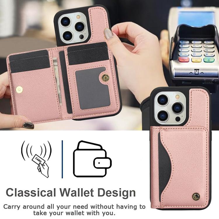 Funda para iPhone 11 Pro Max Awquer Cuero con Tapa Horizontal para Tarjetas y Soporte (Oro Rosa)