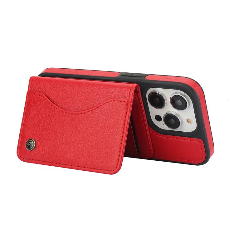 Funda para iPhone 11 Pro Max Awquer Cuero Tapa Horizontal Tarjetas Soporte (Rojo)