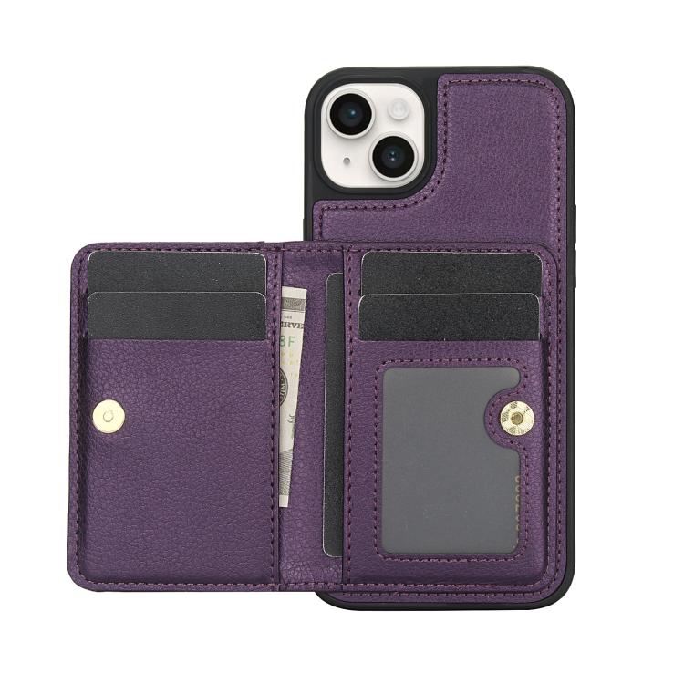 Funda de Cuero con Tapa Horizontal Awquer para iPhone 11 con Tarjetero (Morado Oscuro)
