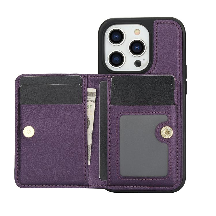 Funda para iPhone 11 Pro Awquer Cuero con Tapa Horizontal para Tarjetas y Soporte (Morado Oscuro)