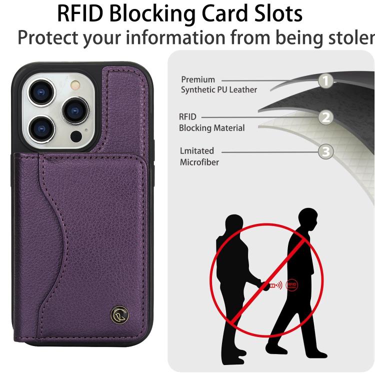 Funda para iPhone 11 Pro Awquer Cuero con Tapa Horizontal para Tarjetas y Soporte (Morado Oscuro)