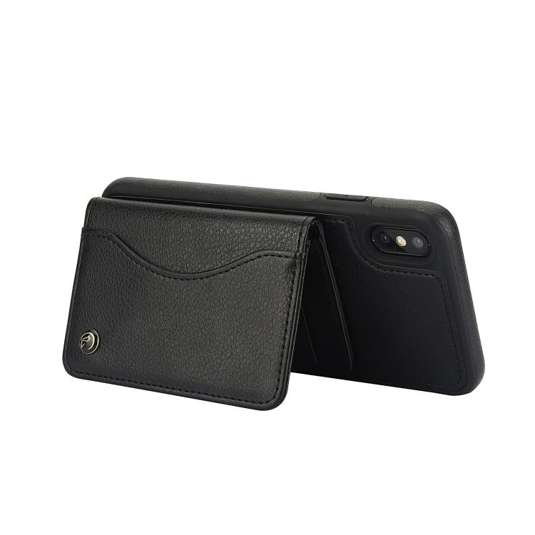 Funda de Cuero con Tapa Horizontal Awquer para iPhone Xr con Tarjetero (Negra)