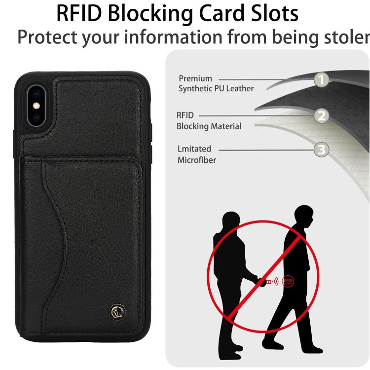 Funda de Cuero con Tapa Horizontal Awquer para iPhone Xr con Tarjetero (Negra)
