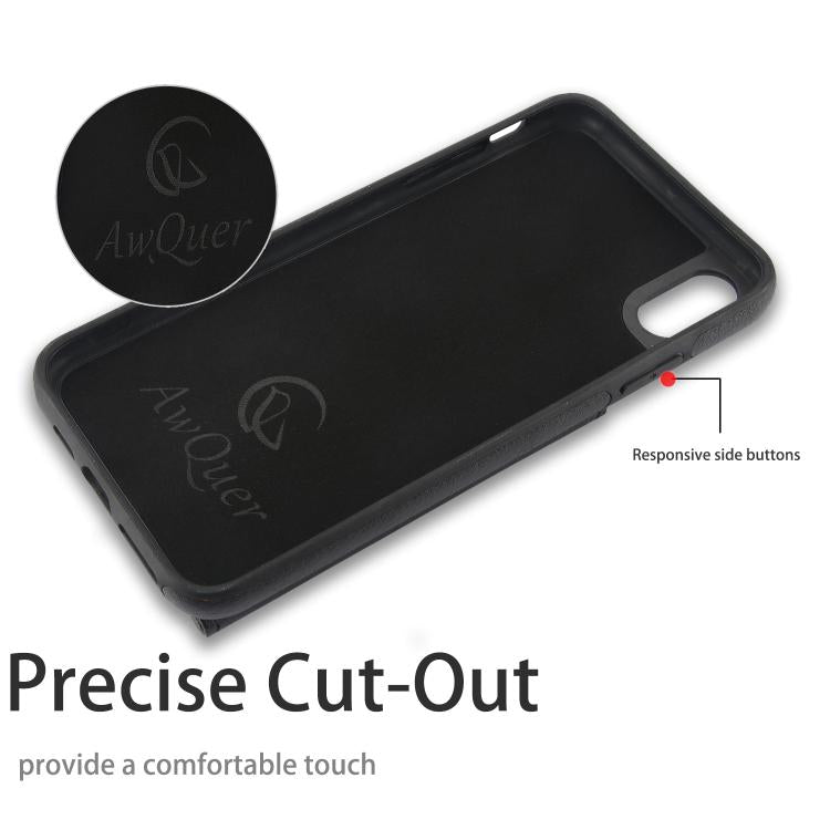 Funda de Cuero con Tapa Horizontal Awquer para iPhone Xr con Tarjetero (Negra)