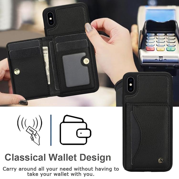 Funda de Cuero con Tapa Horizontal Awquer para iPhone Xr con Tarjetero (Negra)