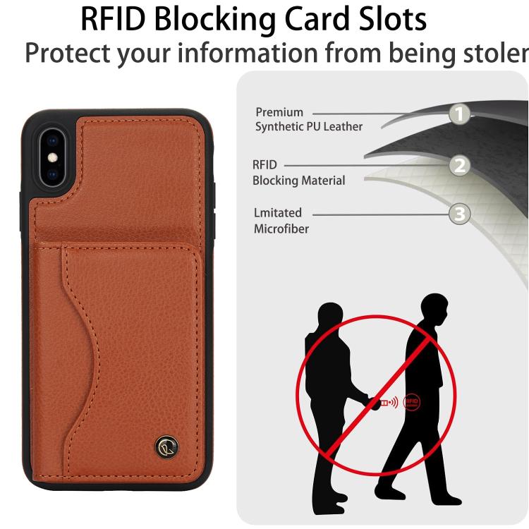 Funda de Cuero con Tapa Horizontal Awquer para iPhone Xr con Tarjetero (Marrón)