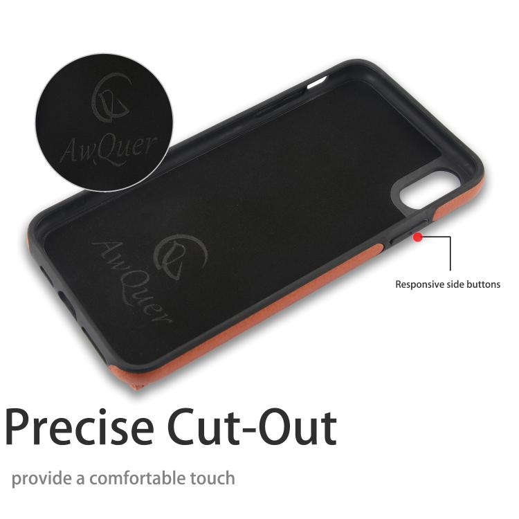Funda de Cuero con Tapa Horizontal Awquer para iPhone Xr con Tarjetero (Marrón)