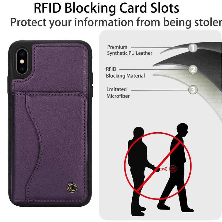 Funda de Cuero con Tapa Horizontal Awquer para iPhone Xr con Tarjetero (Morado Oscuro)