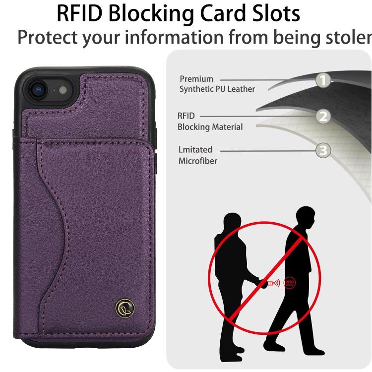 Funda para iPhone 7 Plus/8 Plus Awquer Cuero Tapa Horizontal Tarjetas Soporte (Morado Oscuro)
