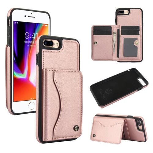Funda para iPhone 7 Plus/8 Plus Awquer Cuero con Tapa Horizontal Tarjetas Soporte (Oro Rosa)