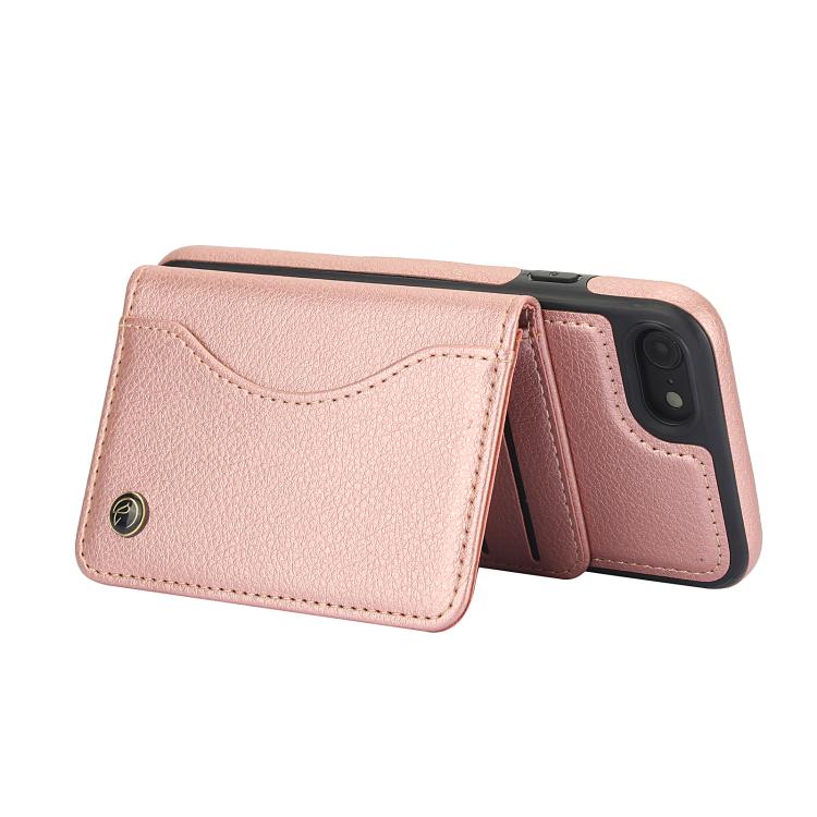 Funda para iPhone 7 Plus/8 Plus Awquer Cuero con Tapa Horizontal Tarjetas Soporte (Oro Rosa)