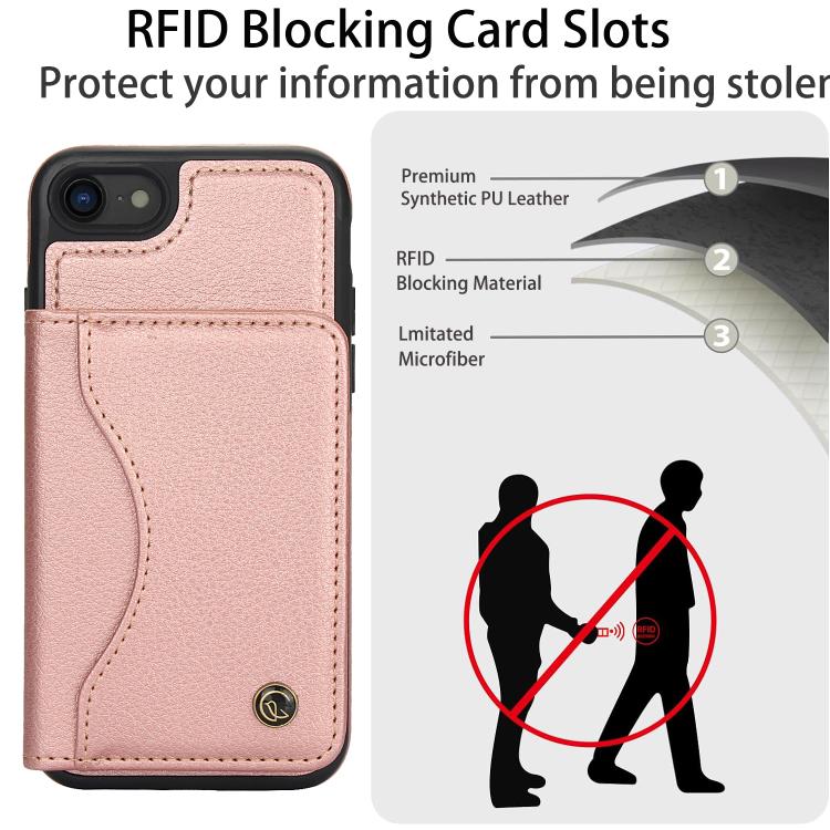 Funda para iPhone 7 Plus/8 Plus Awquer Cuero con Tapa Horizontal Tarjetas Soporte (Oro Rosa)