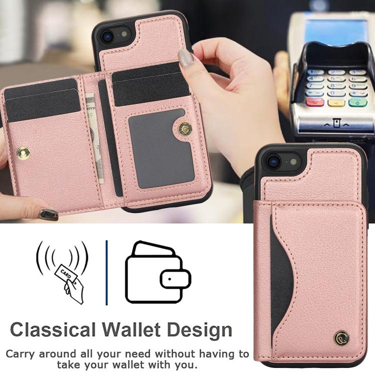 Funda para iPhone 7 Plus/8 Plus Awquer Cuero con Tapa Horizontal Tarjetas Soporte (Oro Rosa)