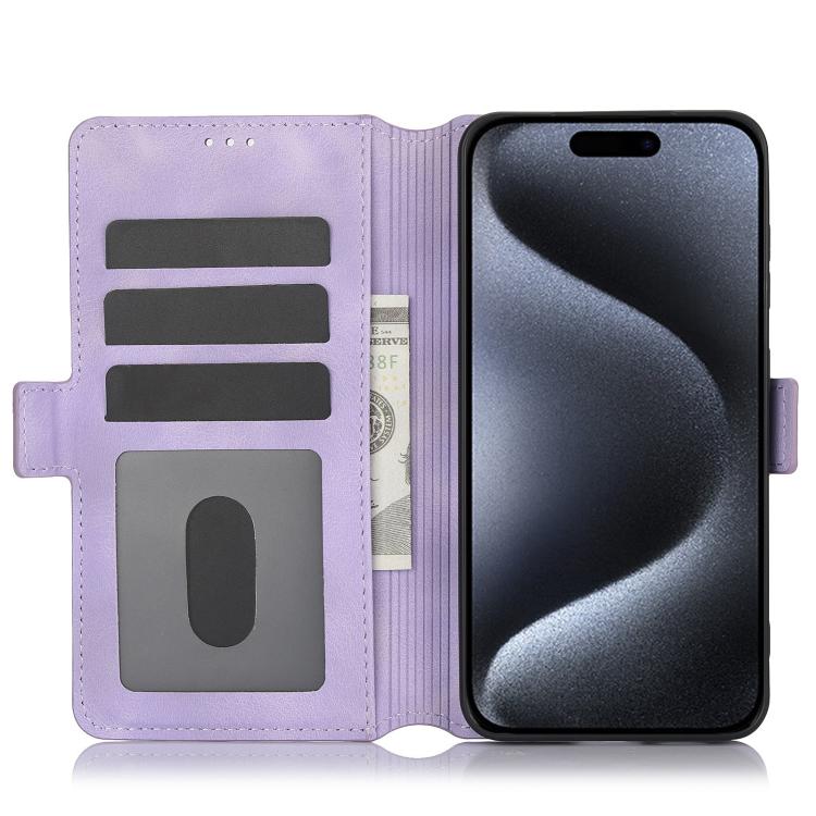 Funda de Cuero con Relieve Mariposa y Flor para iPhone 11 Pro Max (Morado)