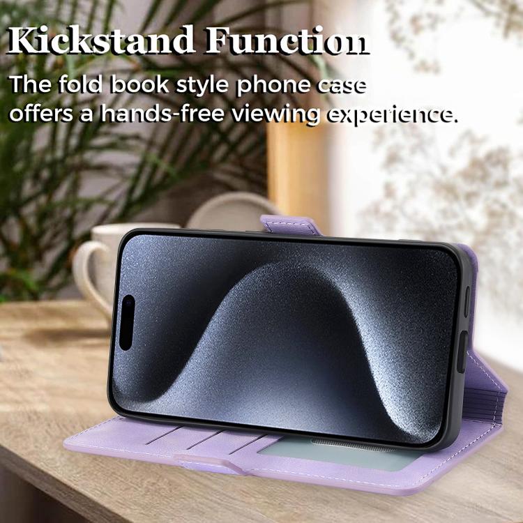 Funda de Cuero con Relieve Mariposa y Flor para iPhone 11 Pro Max (Morado)