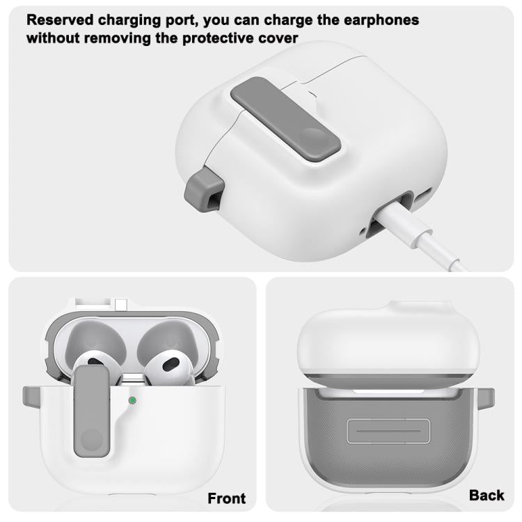Funda Protectora Para Auriculares Bluetooth Airpods 3 Con Bloqueo Automático (Azul Marino)