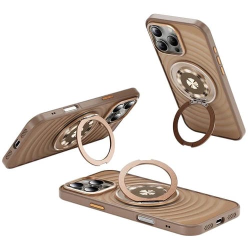 Funda para Teléfono iPhone 16 Pro Max Soporte Magsafe Diseño de Ondas (Dorado del Desierto)