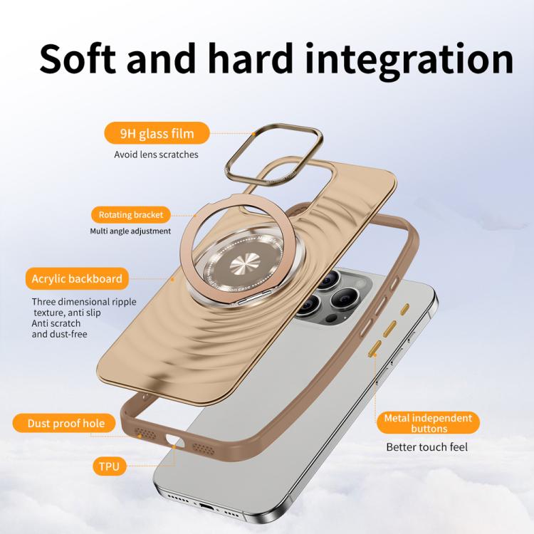 Funda para Teléfono iPhone 15 Pro Max con Soporte Magsafe y Diseño de Ondas (Negra)