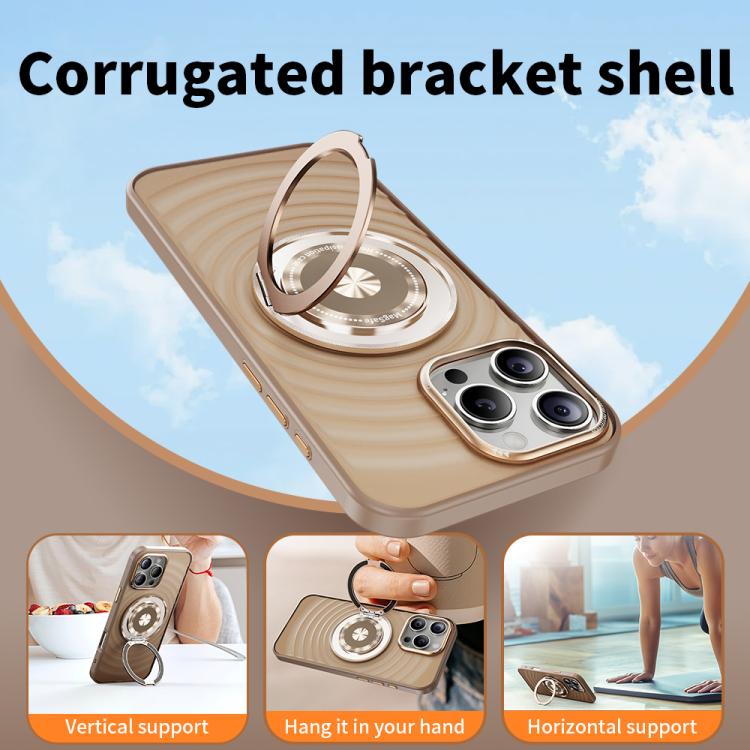 Funda para Teléfono iPhone 15 Pro Max Soporte Magsafe Diseño de Ondas (Dorado del Desierto)