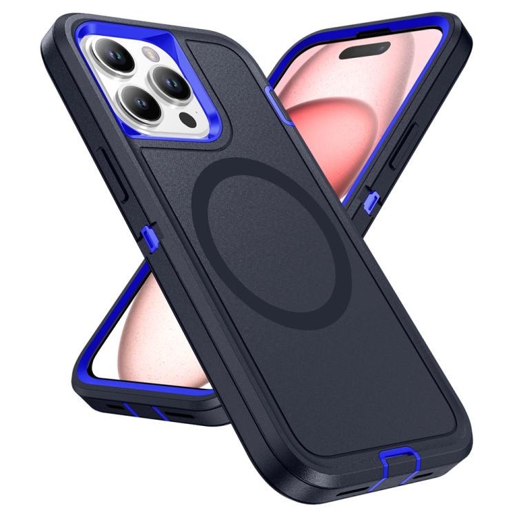 Funda Magnética para iPhone 16 Pro Life con Protección Magsafe Resistente al Agua (Azul Oscuro y Azul Real)