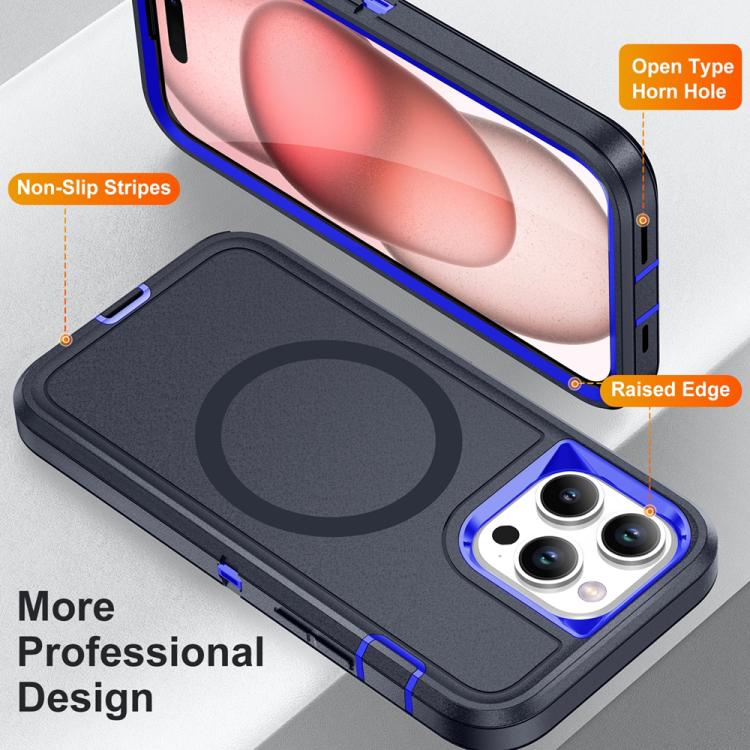 Funda Magnética para iPhone 15 Pro Max Life Resistente al Agua y Golpes (Azul Oscuro y Azul Real)