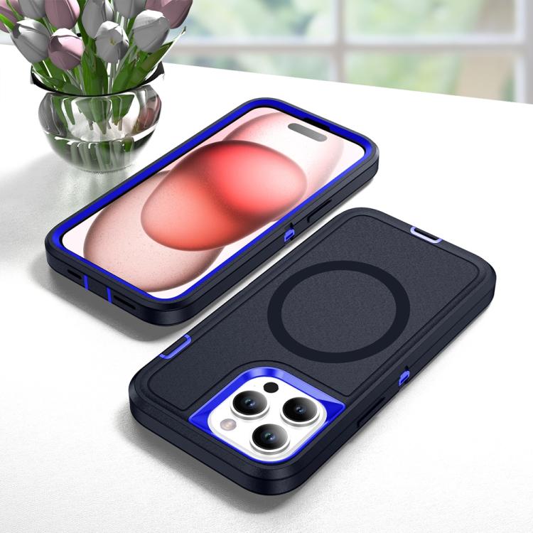 Funda Magnética para iPhone 15 Pro Max Life Resistente al Agua y Golpes (Azul Oscuro y Azul Real)