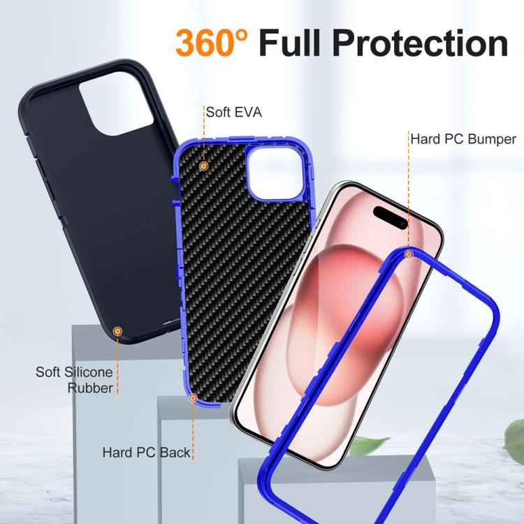 Funda Magnética Resistente al Agua para iPhone 14 Plus/15 Plus (Azul Oscuro y Azul Real)
