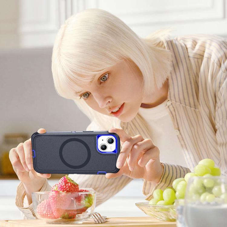 Funda Magnética Resistente al Agua para iPhone 14 Plus/15 Plus (Azul Oscuro y Azul Real)