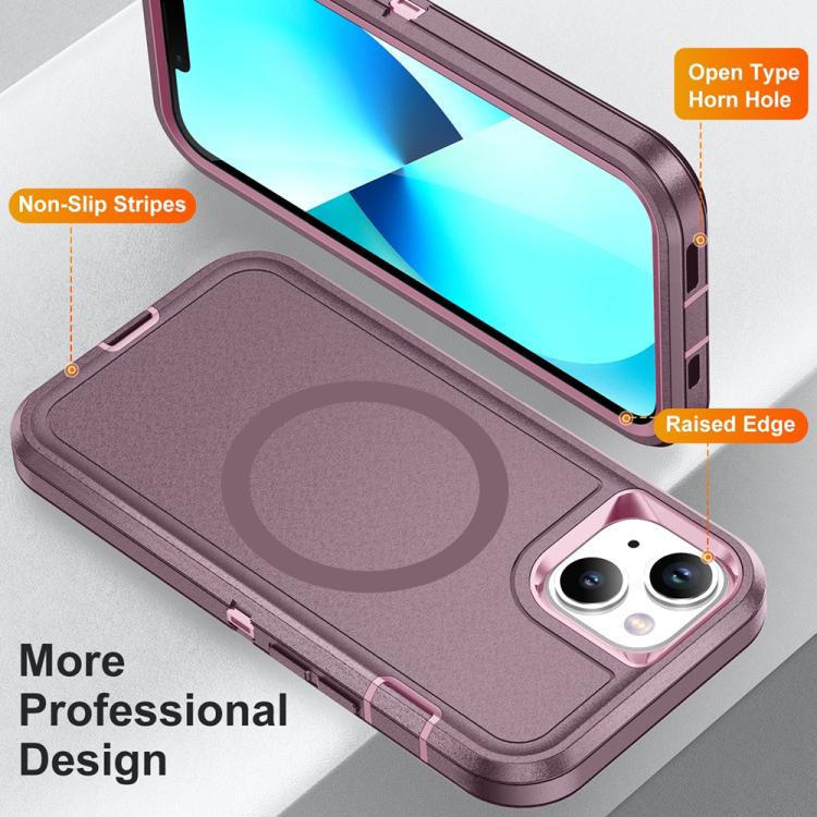 Funda Magnética para iPhone 13/14 Resistente al Agua y Magsafe (Morado y Rosa)