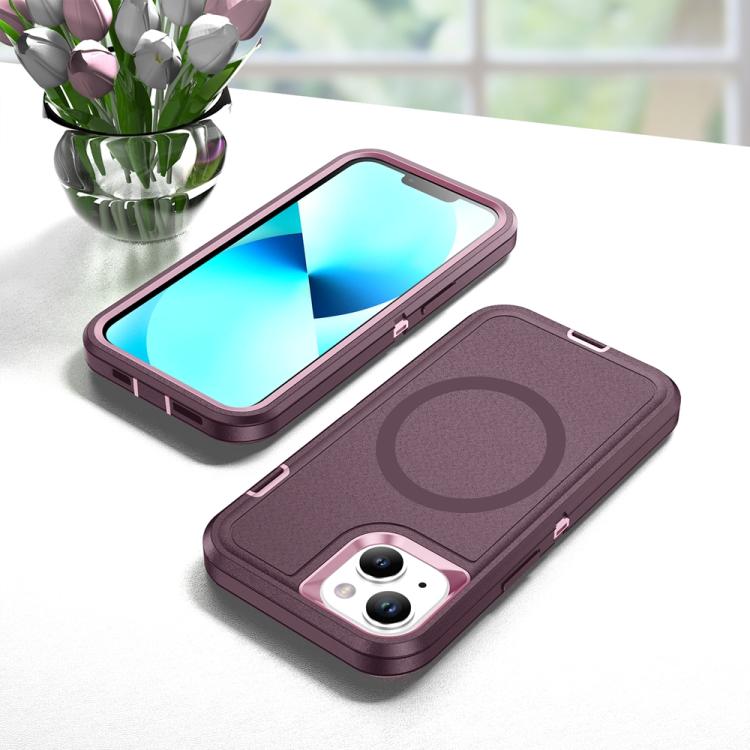Funda Magnética para iPhone 13/14 Resistente al Agua y Magsafe (Morado y Rosa)