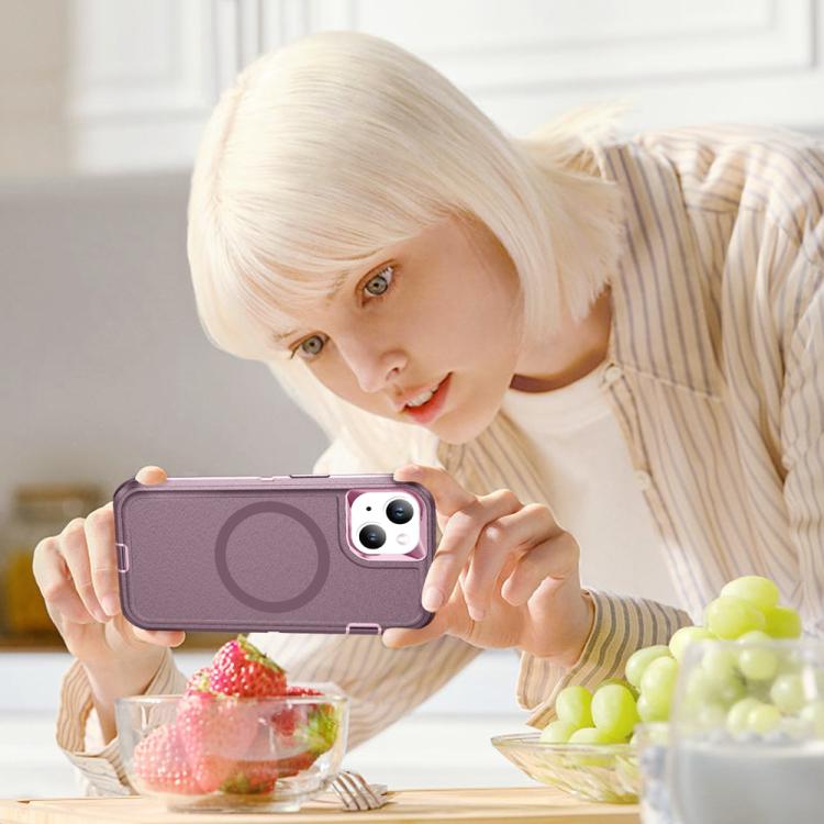 Funda Magnética para iPhone 13/14 Resistente al Agua y Magsafe (Morado y Rosa)