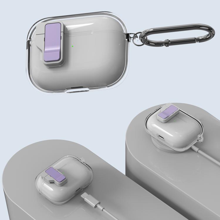 Estuche Para Auriculares Inalámbricos Airpods Pro Ice Crystals Con Interruptor Magnético (Azul Oscuro Transparente)