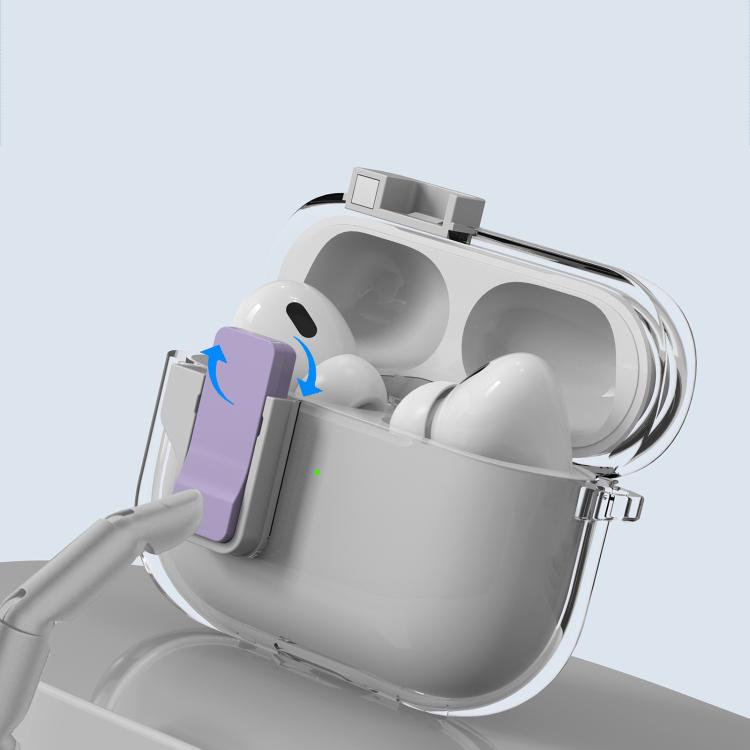 Estuche Para Auriculares Inalámbricos Airpods Pro Ice Crystals Con Interruptor Magnético (Azul Oscuro Transparente)