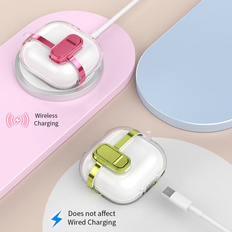 Estuche para Auriculares Inalámbricos Airpods Pro Transparente Galvanizado con Cierre de Seguridad (Rojo)
