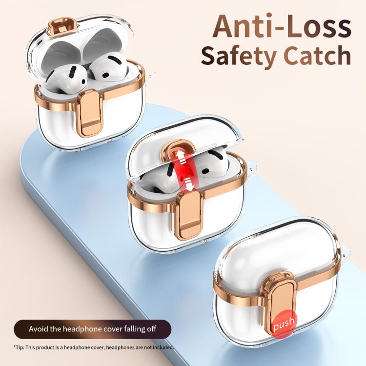 Estuche para Auriculares Inalámbricos Airpods Pro Transparente Galvanizado con Cierre de Seguridad (Rojo)