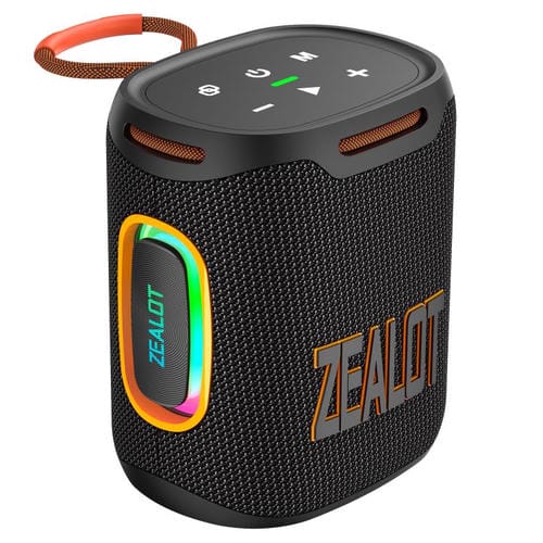 Altavoz Bluetooth Zealot S122 25 W Luz RGB Para Exteriores Resistente Agua IPX6 (Negro)