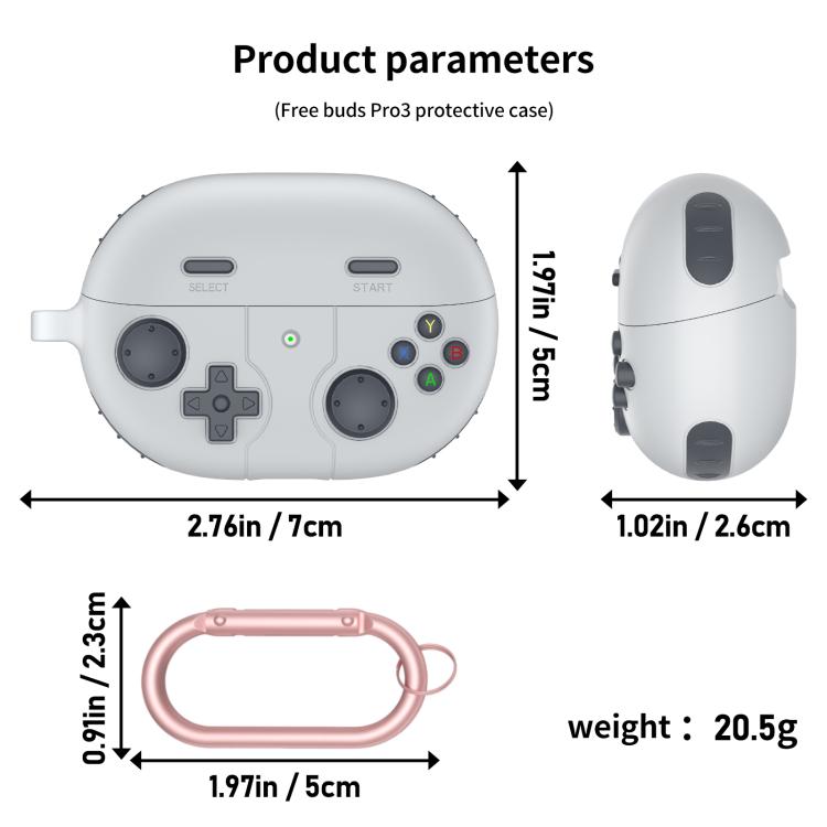 Estuche de Silicona para Auriculares Huawei Freebuds Pro 3 y Pro 4 Estilo Consola Retro (Gris Claro)