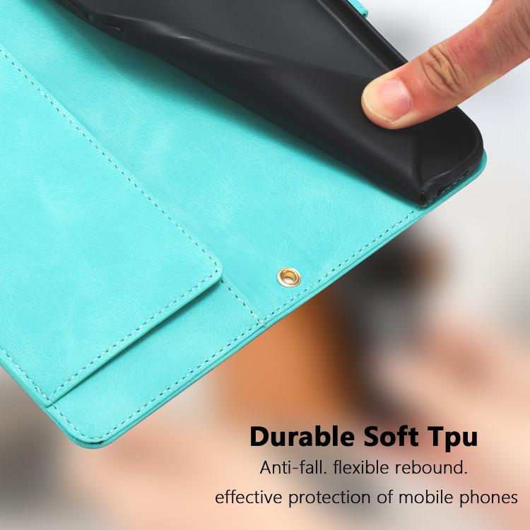 Funda de cuero con relieve de tulipanes y cordón para Sharp Aquos wish5 (verde)
