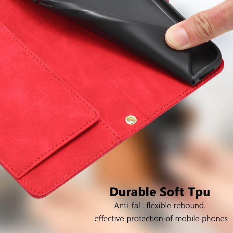 Funda de cuero con relieve de tulipanes y cordón para Sharp Aquos wish5 (roja)
