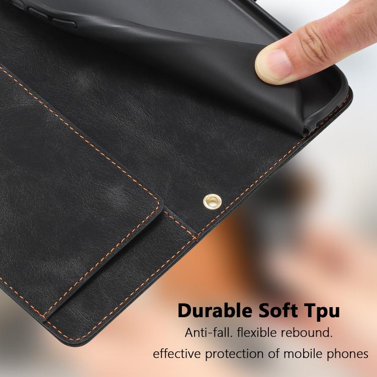 Funda de cuero con relieve de tulipanes y cordón para Sharp Aquos wish5 (negra)