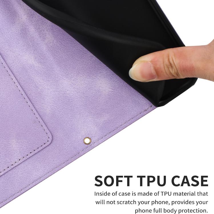 Funda de Cuero para Fujitsu Arrows We2 con Estampado Floral y Cordón (Morado Claro)
