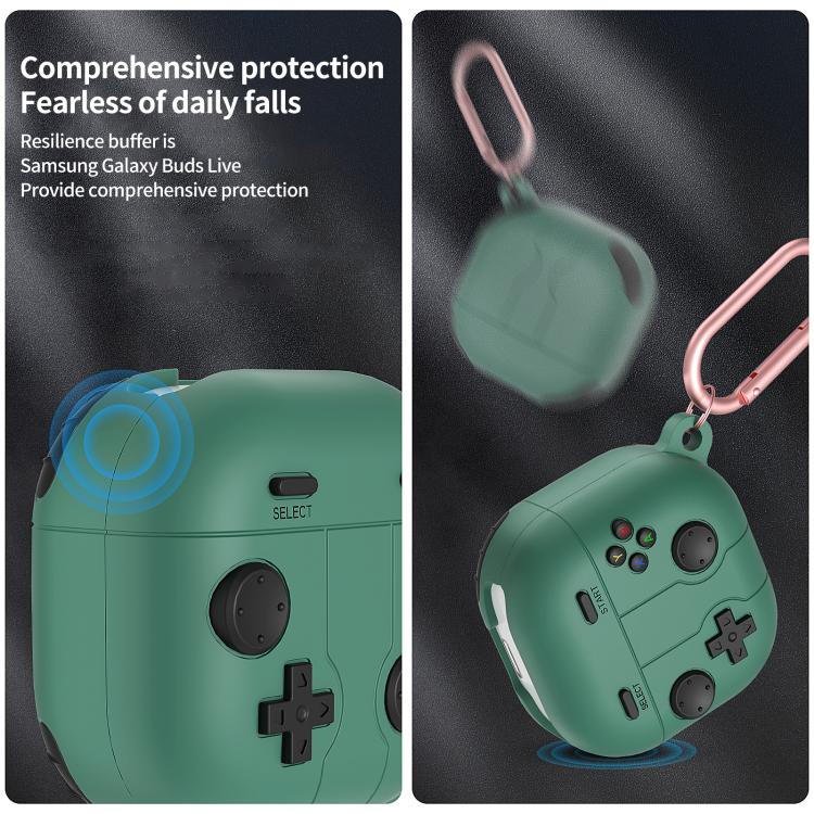 Funda de Silicona para Auriculares Samsung Galaxy Buds Live Estilo Consola Retro (Verde Pino)