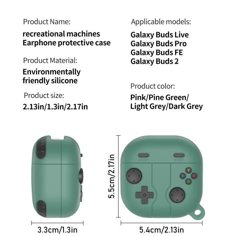 Funda de Silicona para Auriculares Samsung Galaxy Buds Live Estilo Consola Retro (Verde Pino)
